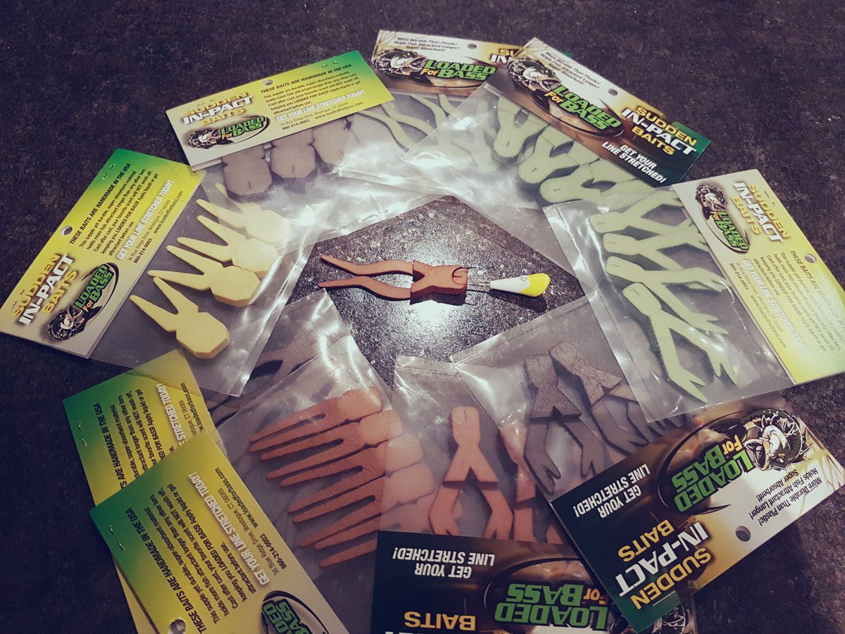 Just recieved a care package from <a href="/LoadedForBass/">Loaded For Bass</a> ... baits are amazing and look great on our jigs!! Big plans to come 👍