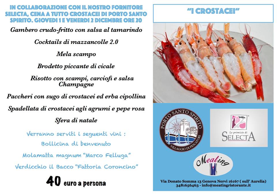 Appuntamento con l'ittico di <a href="/PortoSSpirito/">Porto Santo Spirito</a> al #Ristorante Meating di #Genova.
#Selecta #Eventi #primiziediSelecta #food #1Dicembre