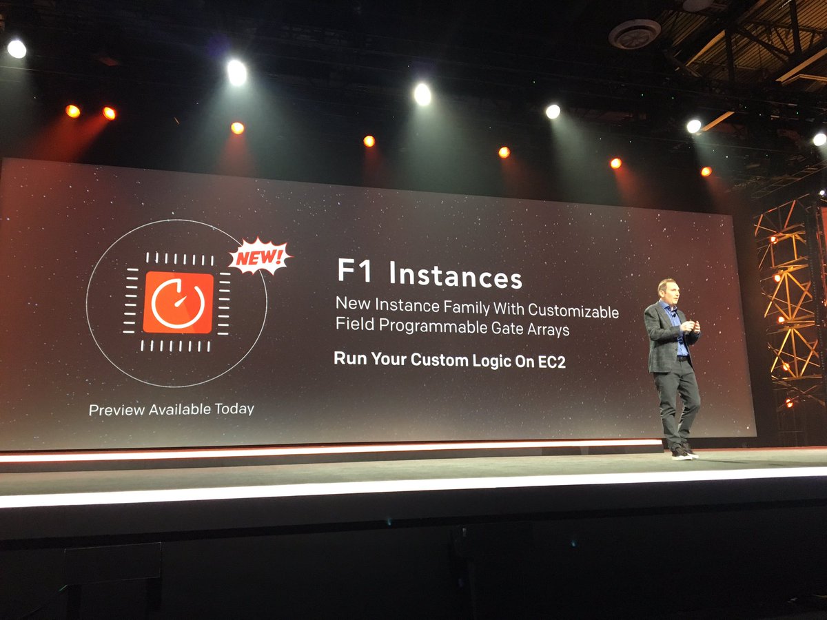 AWSEvents's tweet photo. Announcing F1 instances, bringing FPGA hardware acceleration to all #AWS #reInvent https://t.co/dLSf35WiVl