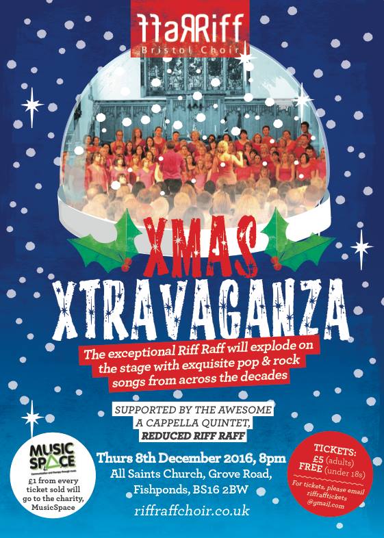 RiffRaffChoir's tweet photo. Join us at our 'Xmas Xtravaganza' concerts: 5th - 8th Dec! #RaffPack #ReducedRiffRaff @bishmatters @fishpondsvoice @CliftonVillage https://t.co/Xss08GIwuh
