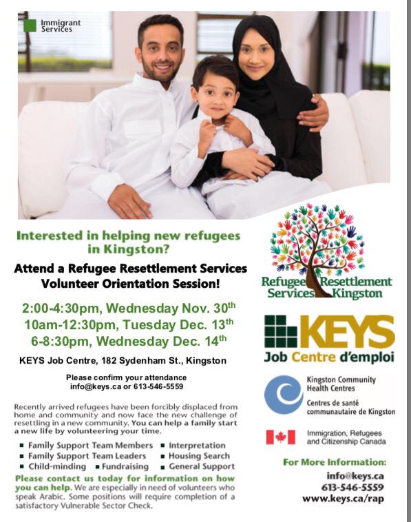 More refugee families are arriving in #ygk &amp; community members like you are needed to help them settle in &amp; be included! #ygkcares #cdnrfg