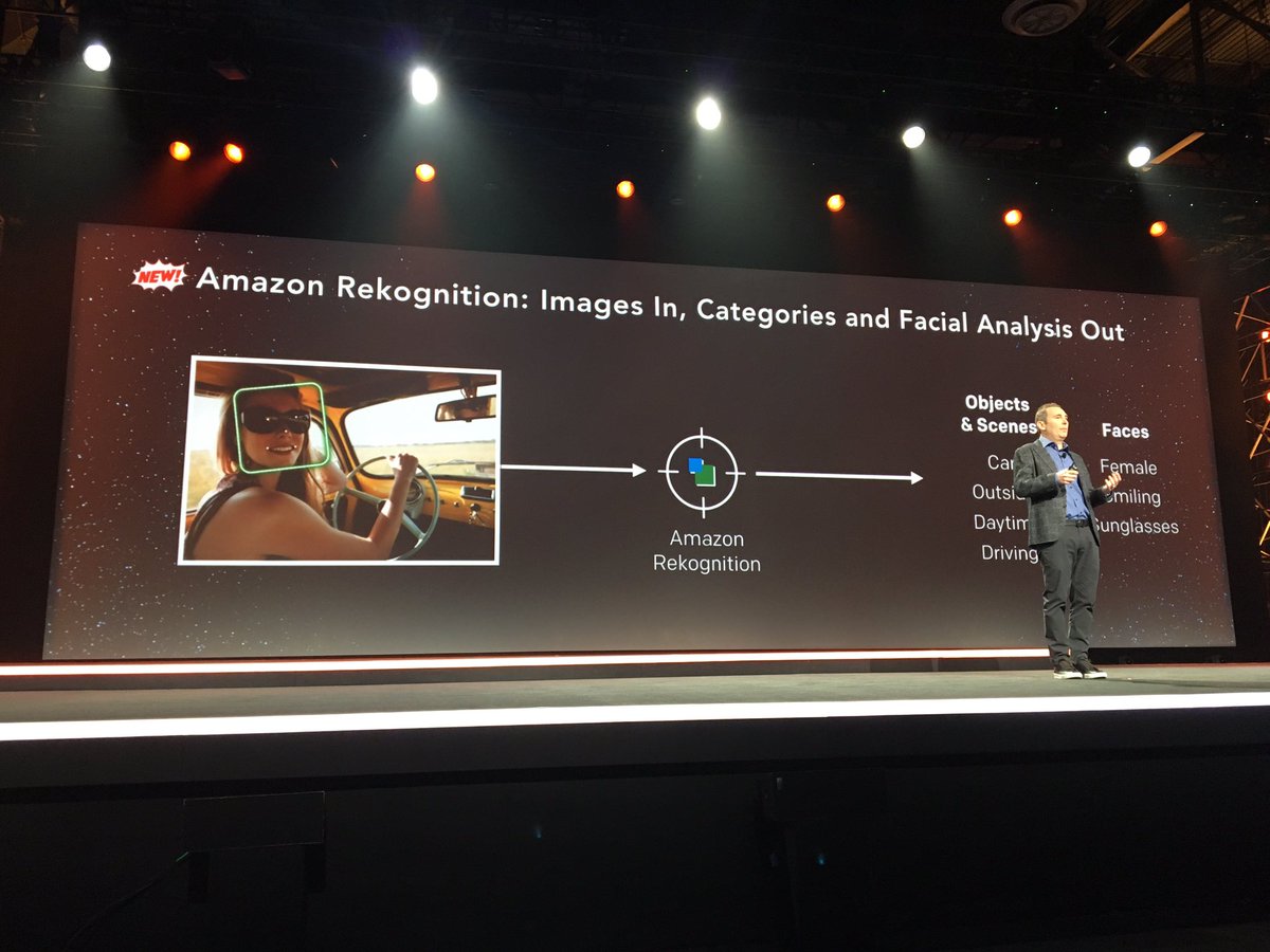 AWSEvents's tweet photo. Announcing 3 Amazon AI services today, the first is Amazon Rekognition #AWS #reInvent https://t.co/sRTk1sSUmA