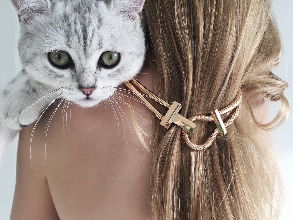 The Schumacher Clasp necklace featuring the adorable Luna Snow. Discover the collection here: larabohinc.com/collections/sc…