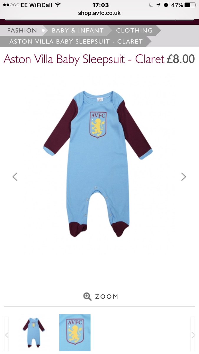 aston villa baby sleepsuit