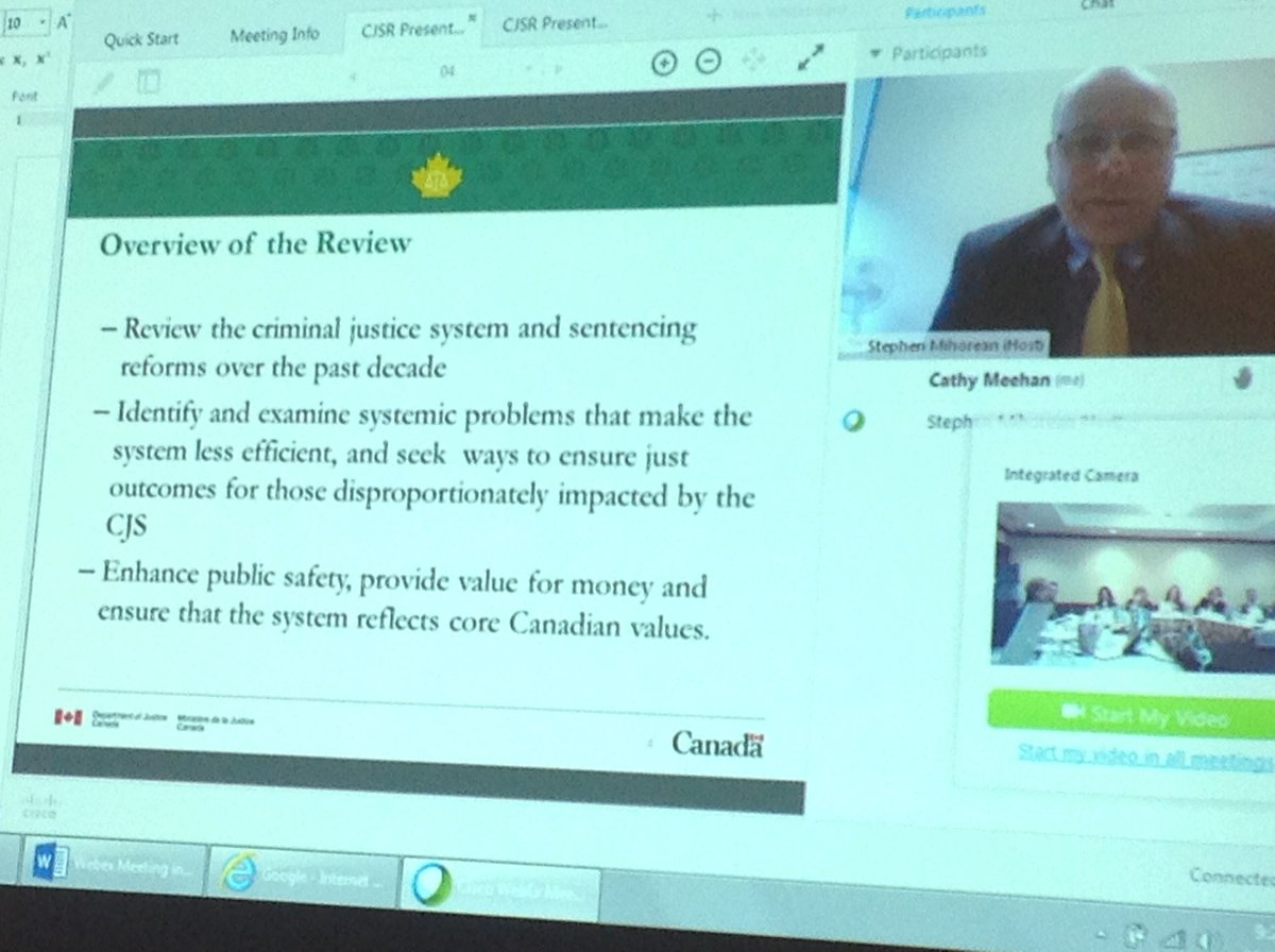 JillMSkinner's tweet image. A/DG Mihorean providing overview of Criminal Justice Review, it includes ongoing #BroadEngagement #PrinciplesBased (values) #InformationLed
