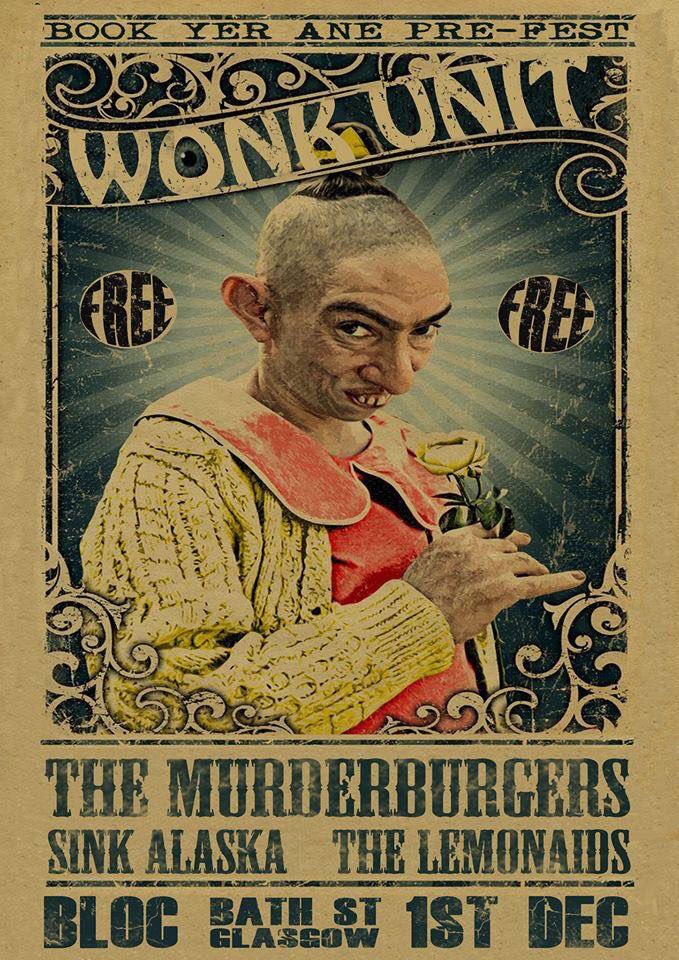 makethatatake's tweet photo. Holy shit, Pre-BYAF is TOMORROW @BlocGlasgow w/ @wonk_unit @murderburgersUK @SinkAlaska @TheLemonaids Let us all get FESTIVE #BYAFX https://t.co/HF67pMHP65