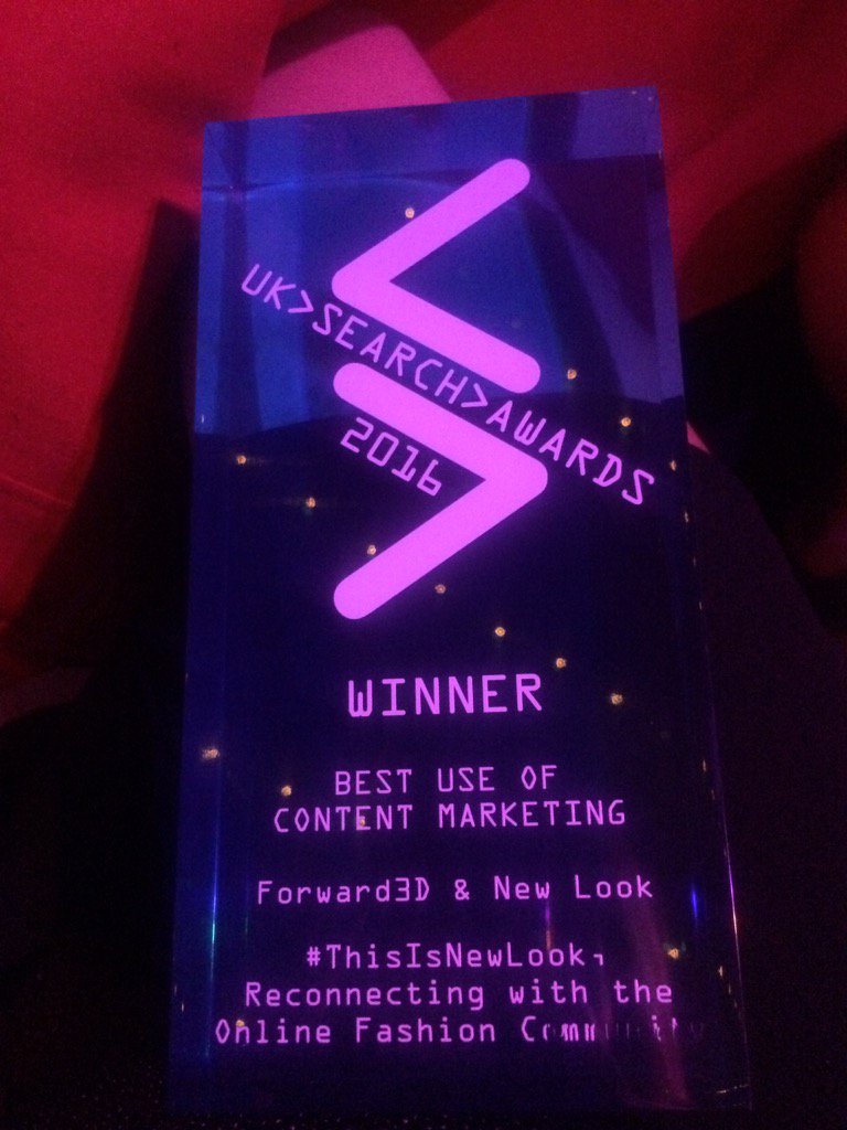 kateom's tweet photo. #bestuseofcontent @uksearchawards @Forward3D @NewLookFashion #winning https://t.co/3LuM1RxXxX