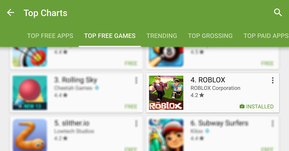 Roblox On Twitter Omg Yes The Roblox Mobile App Is Now The 4 Top Free Game On The Google Play Store In The Us Go Download The App If You Haven T Https T Co Mwmbquw9lu