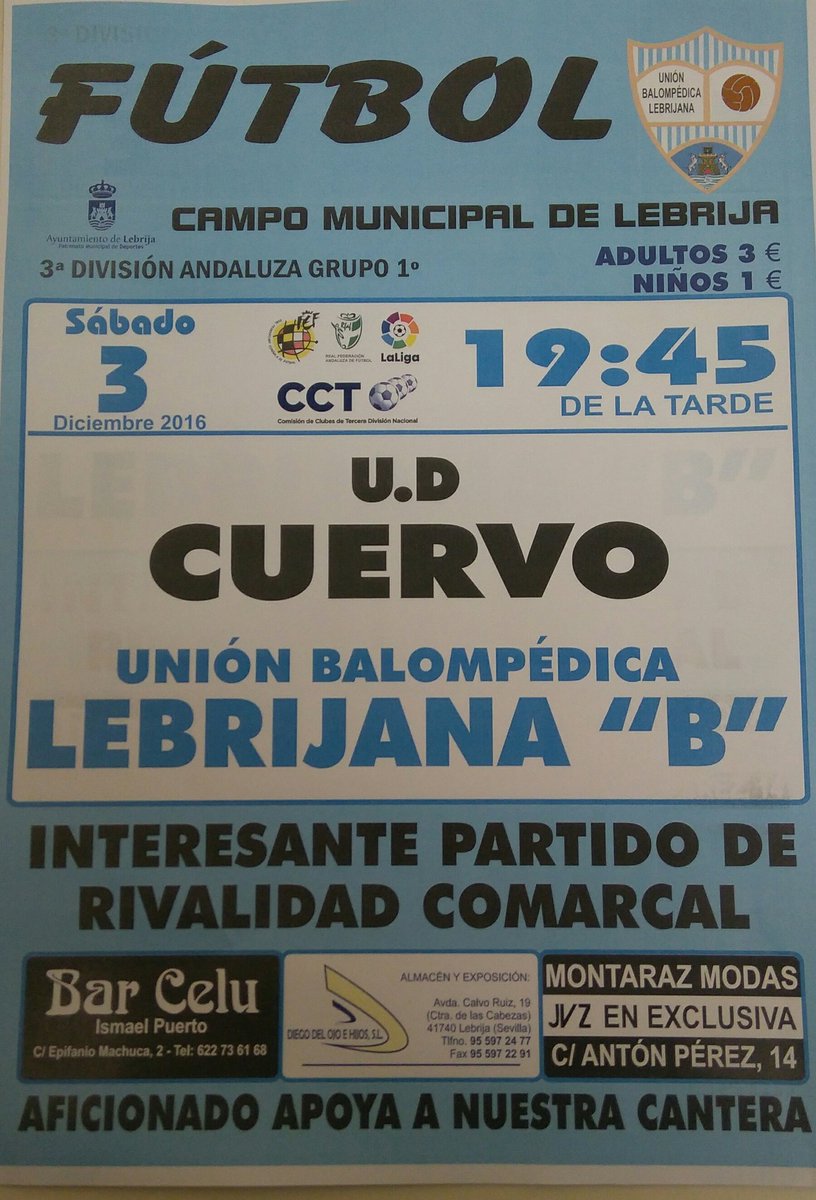 ubloficial1928's tweet photo. Cartel de nuestro enfrentamiento en el derbi comarcal frente a la @UdCuervo 
#ganarSioSi
#aupabalona
!! Aficionados Todos al Municipal!!
💙💙💙 https://t.co/rJbaV1l35w