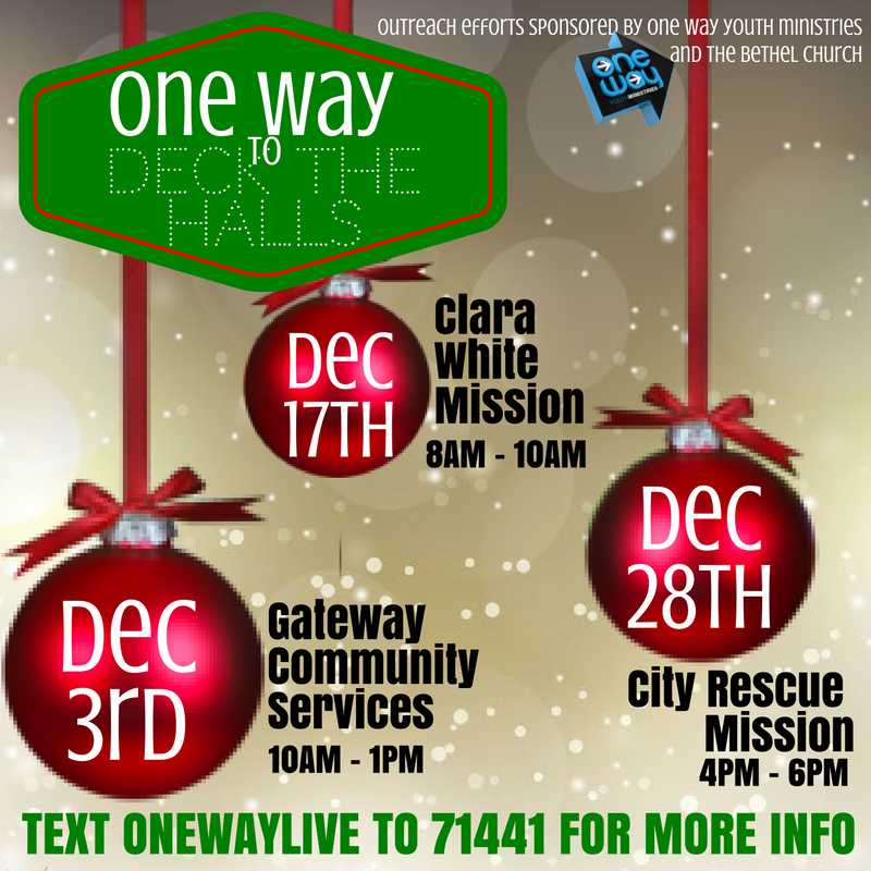 BBIC_ONEWay's tweet photo. December is our month to give back! Join us for "One Way to Deck the Halls!" Text onewaylive to 71441 for more information. #OneWayLive https://t.co/FNF4JX83EF