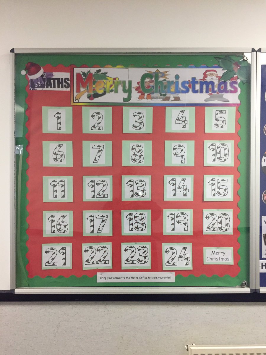 PAMaths's tweet photo. The maths department advent calendar will be starting tomorrow! Answer the question &amp;come to the maths office for your treat! #testyour'elf https://t.co/4brO6D6Jpk