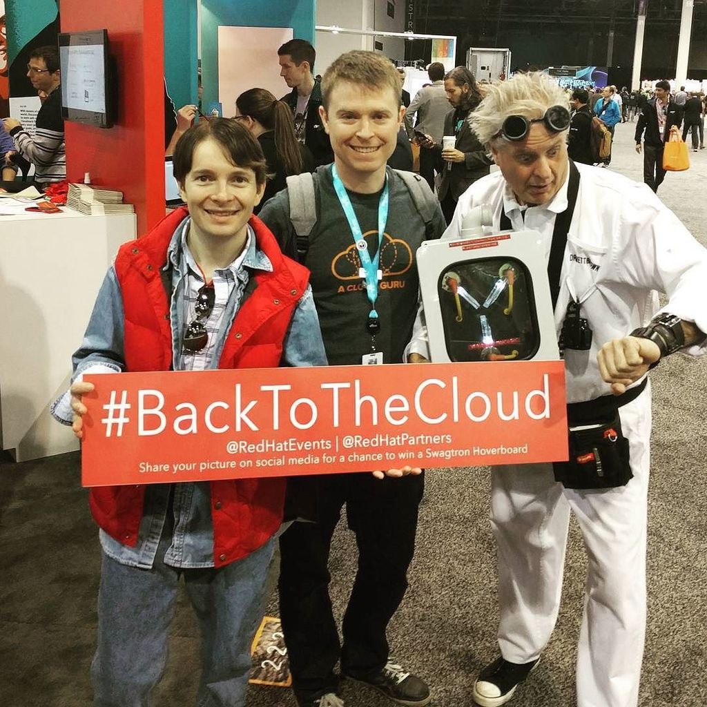 xelfer's tweet photo. Met Marty and Doc #backtothecloud #reinvent https://t.co/sMAANxXIIX https://t.co/l9Ag33143c