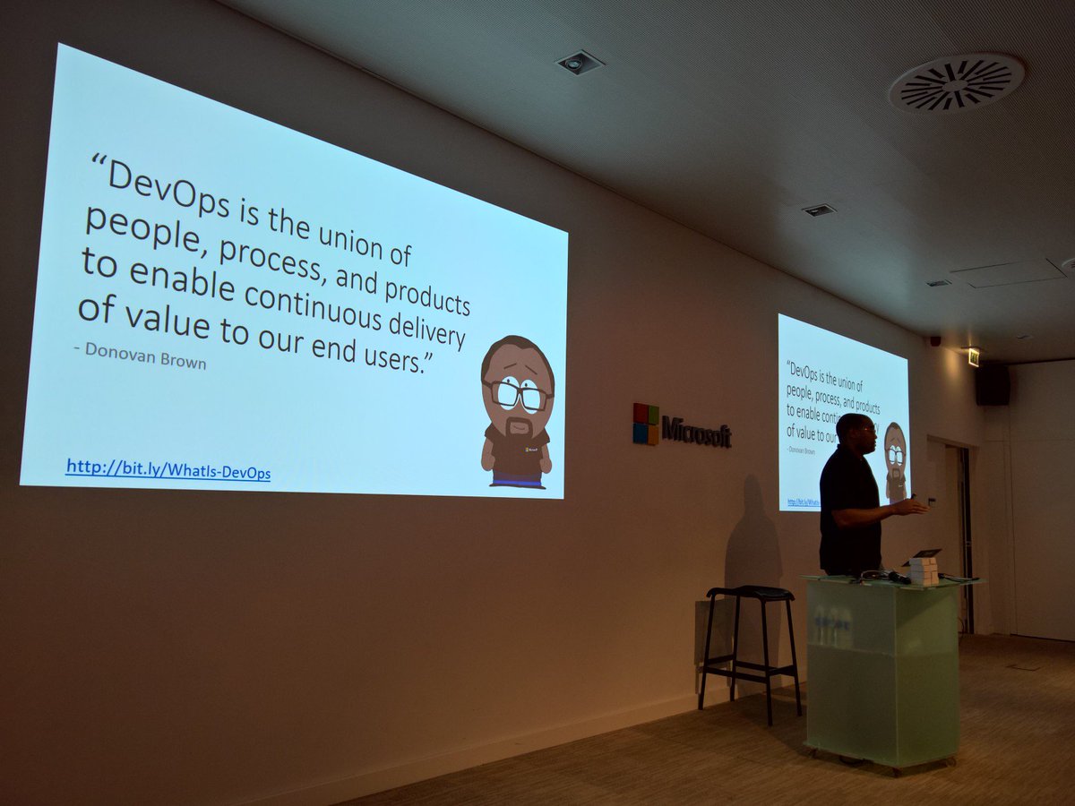 AndyPT's tweet photo. Now: @DonovanBrown presenting at #DevOps Night at @PTMicrosoft ... https://t.co/9bDUrDtbdv