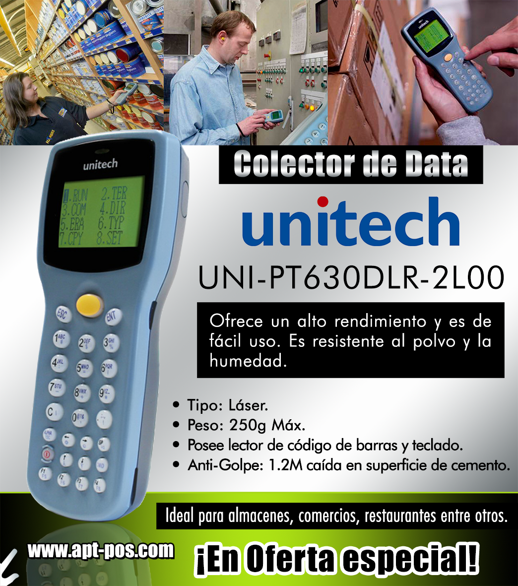 APTVenezuela's tweet photo. Colector de Data UNI-PT630DLR-2L00 #unitech Ofrece un alto rendimiento y es de fácil uso. #almacenes #comercios
https://t.co/Tr8491DFMH https://t.co/DqpQHTf1cc