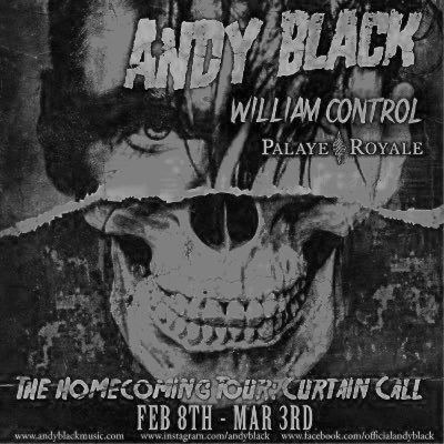 BeerAndBats's tweet photo. Get tickets (and VIPs) for the @AndyBlack Homecoming Tour: Curtain Call, ft. @williamcontrol &amp; @PalayeRoyale, here: https://t.co/WAeubZfwas https://t.co/up44pQe9tr