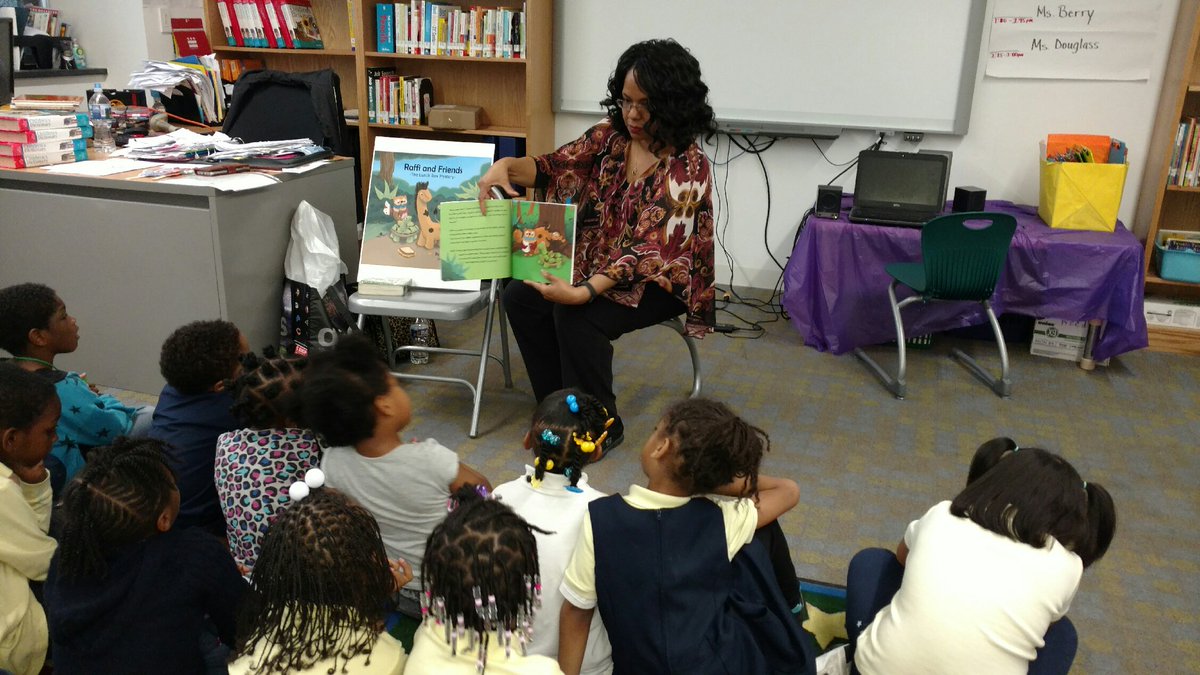 school4us's tweet photo. @Plummer_ESDC Ms.Valerie Irene, author of Raffi and Friends, reads to our students during their library classes.#dcpslibraries, https://t.co/l8oidiD60m