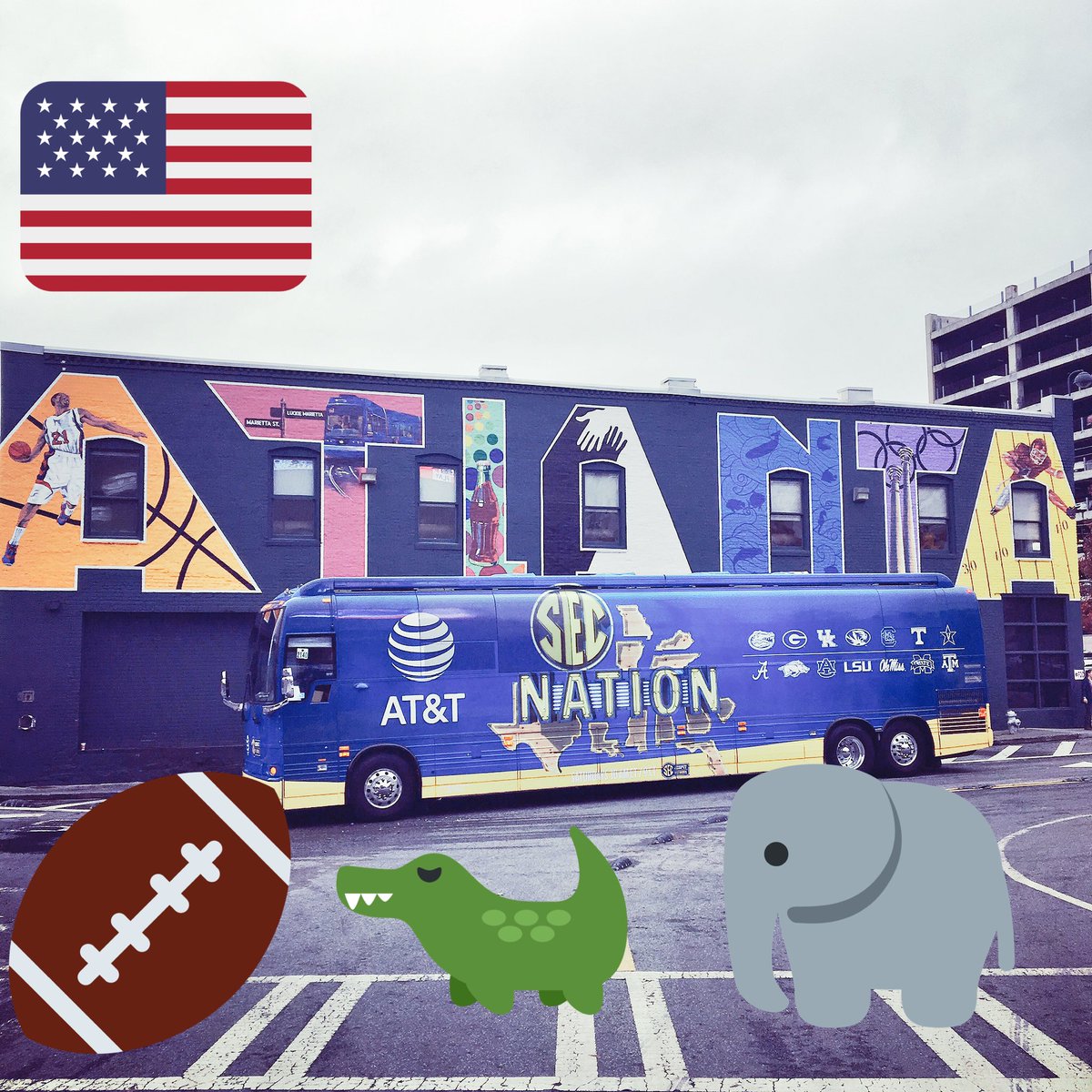 SECNationBus's tweet image. The @ATT #SECNation 🚌 is baaack in #ATL and here all week... @gatorsfb @alabamafbl  #Chomp #RTR