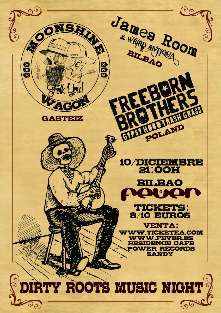 Nos despedimos de Euskadi por un tiempo
9/12 + <a href="/SsHowdyBand/">Howdy SS</a> en <a href="/DokaAntzokia/">Doka Kafe Antzokia</a>
10/12 + Freeborn Brothers + <a href="/JamesRoomMusic/">James Room</a> en <a href="/FeverClubBilbao/">Fever Club Oficial</a>