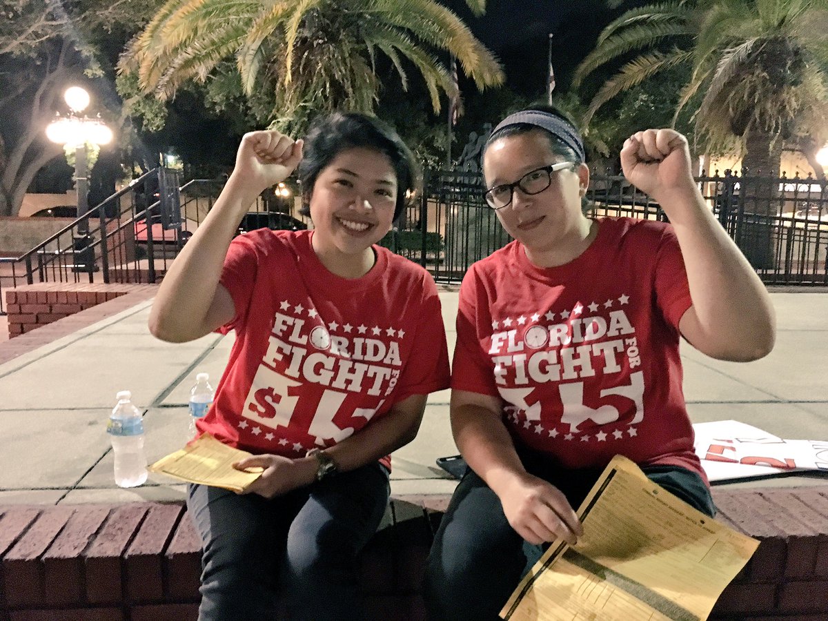 FightFor15FL's tweet photo. Shout Out to @USFGAU graduate assistants who stood with #Fightfor15 workers yesterday &amp; took arrests to help create a better future for ALL. https://t.co/2pxZCGjdzO