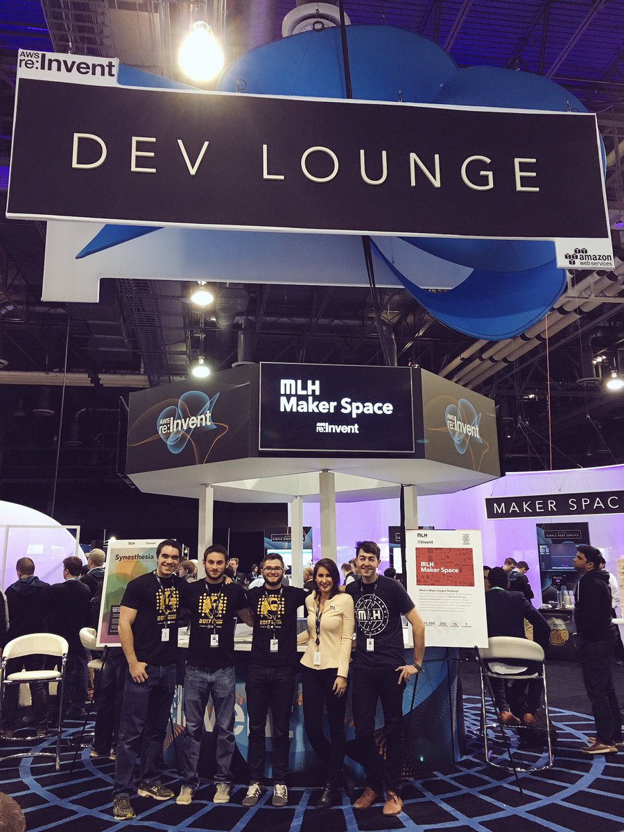 bijfeldcush's tweet photo. @MLHacks has arrived at @AWSreInvent !! Come check out Synesthesia at the #developerlounge ! https://t.co/NO3xMUvnsx