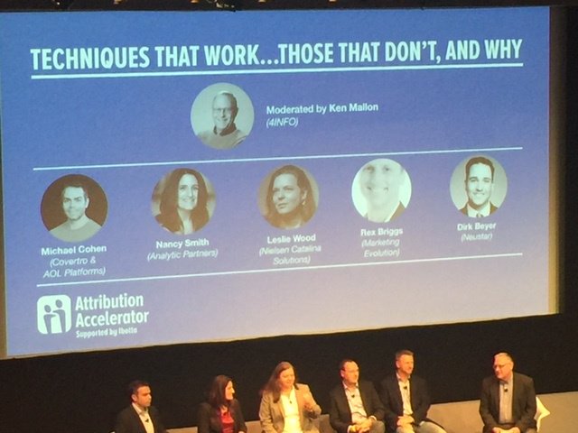 MktgEvolution's tweet photo. Our own @rexbriggs speaking on the "Techniques that Work...Those that Don't, and Why" panel today #attribution2016 @InsightNovation https://t.co/hJMiea3UTo