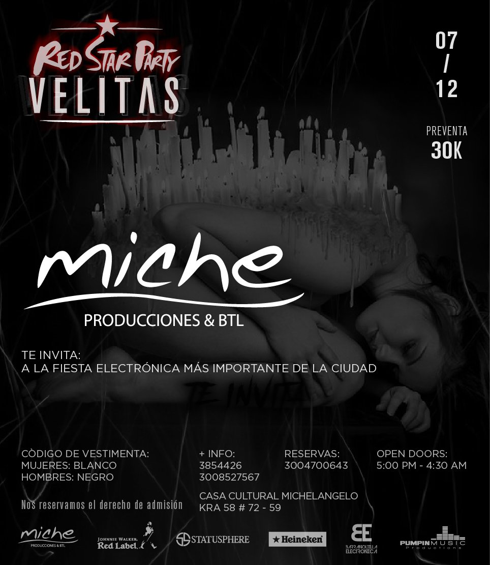 No se pueden perder la fiesta de velitas de la #RedStarparty este 7 de diciembre en la <a href="/CCMichelangelo/">Michelangelo</a>