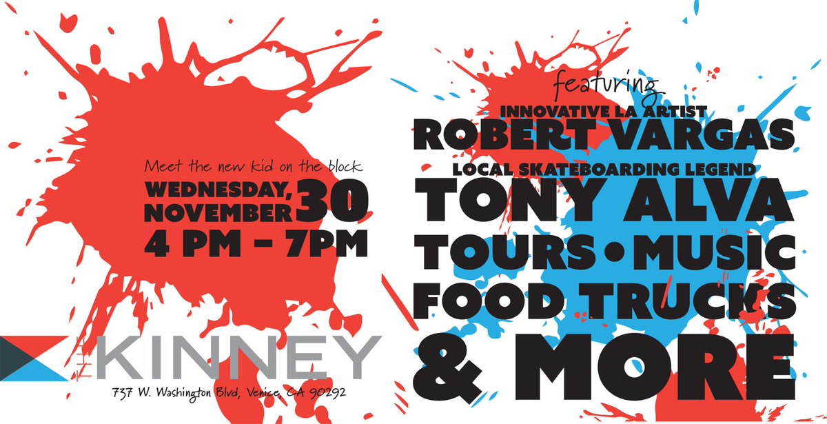 Come to #TheKinney 4-7 PM tonight for a live painting party featuring <a href="/TheRobertVargas/">Robert Vargas</a> and <a href="/Tony_Alva/">Alva</a> w/ savory beach bites &amp; a rocking DJ!