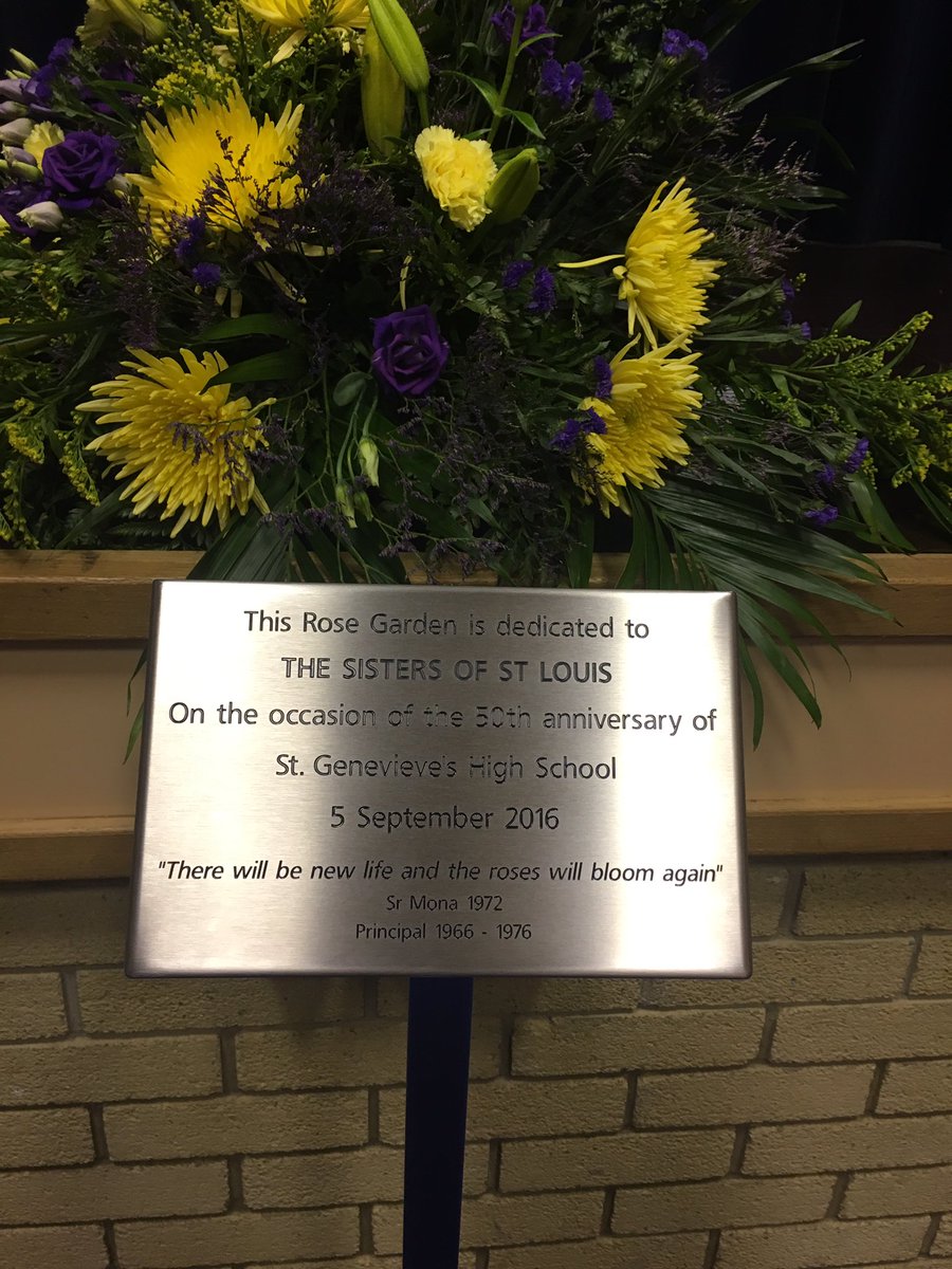 _stgens's tweet photo. @M_McGuinness_SF unveiled a plaque for the rose garden dedicated to the Sisters of St. Louis #stgens50th https://t.co/dKyuMezJgr