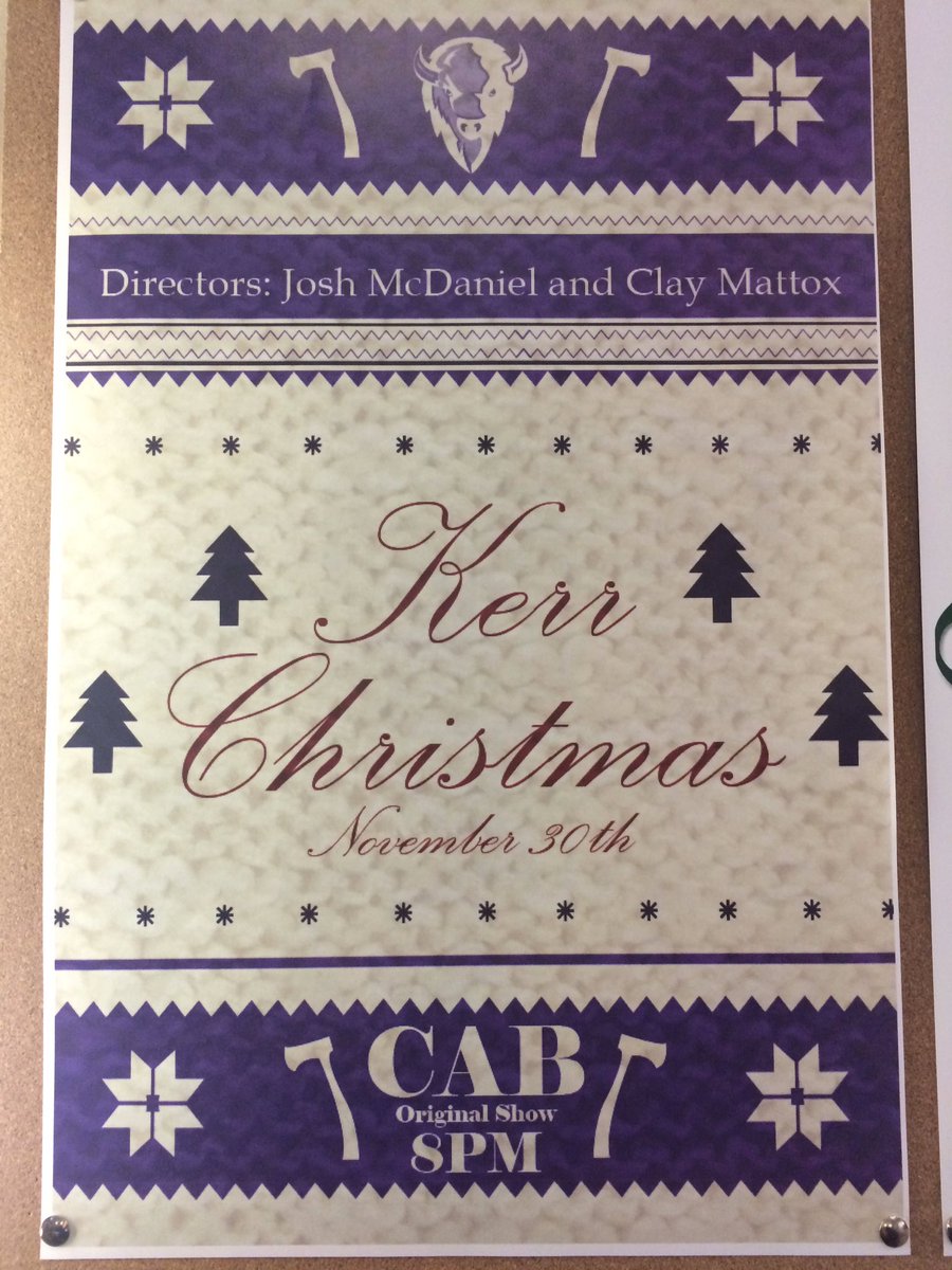 CABOBU's tweet photo. KERR CHRISTMAS TONIGHT @ 8. Come see the last CAB show of the semester in the Kerr Lobby! https://t.co/iz2Ewf2yo8