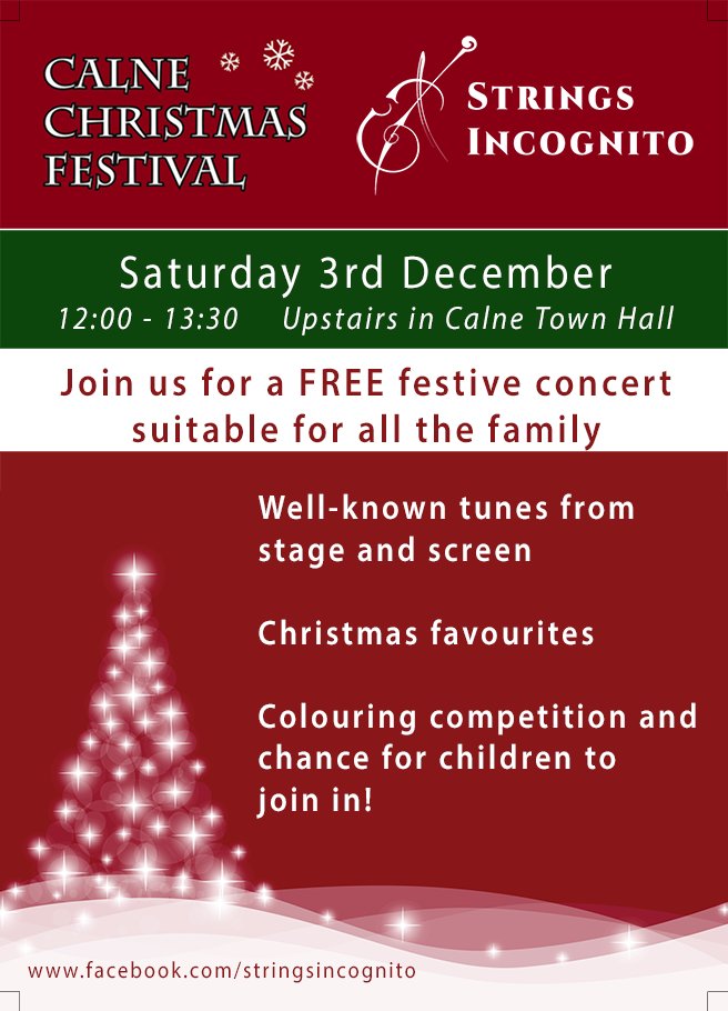 stringincognito's tweet photo. Free family concert this Saturday, Calne 1200-1330. Tea, cake and music for all the family.  https://t.co/DWhLbDBWpD https://t.co/9TbZw2ZvTV