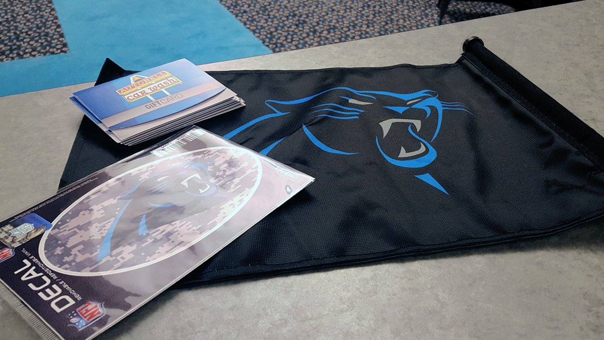 Panthers's tweet photo. Another giveaway! Followers who RT are eligible to an @AutobellCarWash #Panthers prize pack! One winner randomly selected at 9PM. https://t.co/16rzBr9sod