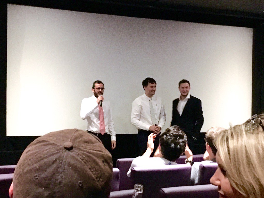 ContractorFilm's tweet photo. Three makers + shakers of Contractor 014352 arrive on stage for the preamble. #contractorfilm @MiloWladek @Sweetdoh1 https://t.co/Ak1mWOYkOh