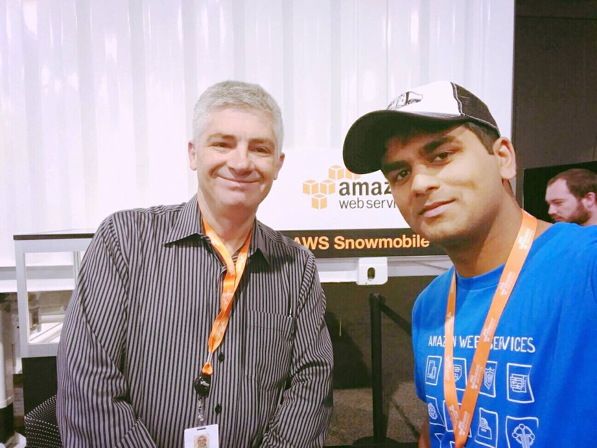 rishabhanimesh's tweet image. Super awesome #AWSSnowmobile with @jeffbarr !! #Reinvent2016