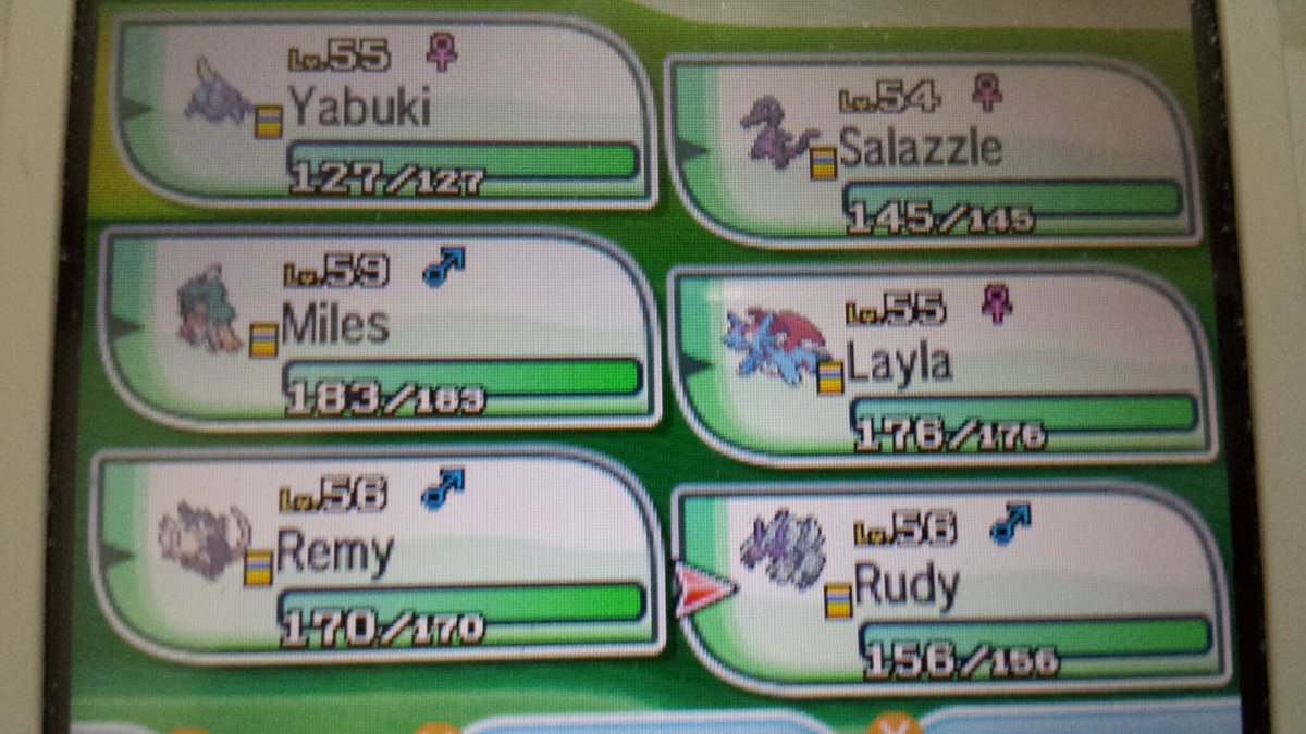 Your current Pokemon team.