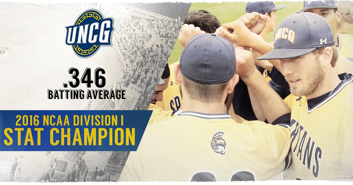 NCAABaseball's tweet photo. 2016 #StatChamp 🏆
UNCG Spartans - .346 Team Batting Average https://t.co/aTLRcbzhqS