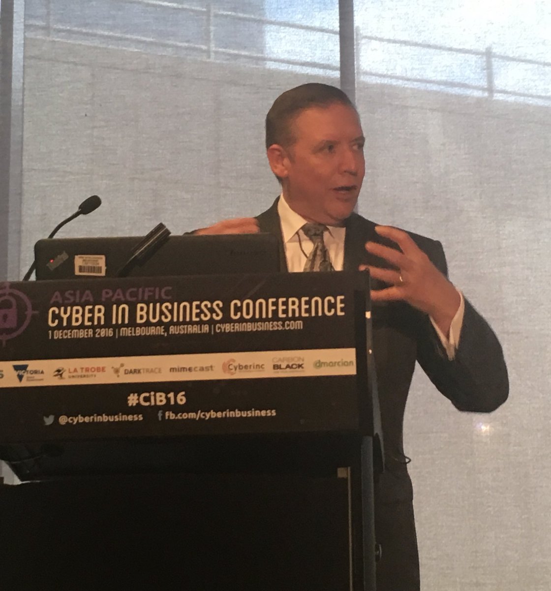 paulburrow's tweet photo. David Fisher leading the @cyberinbusiness conversation @ANZ_AU @ANZ_BlueNotes #CiB16 #cybersecurity @FrankMcGrathANZ @stevetglynn https://t.co/fGB5nzEjsl