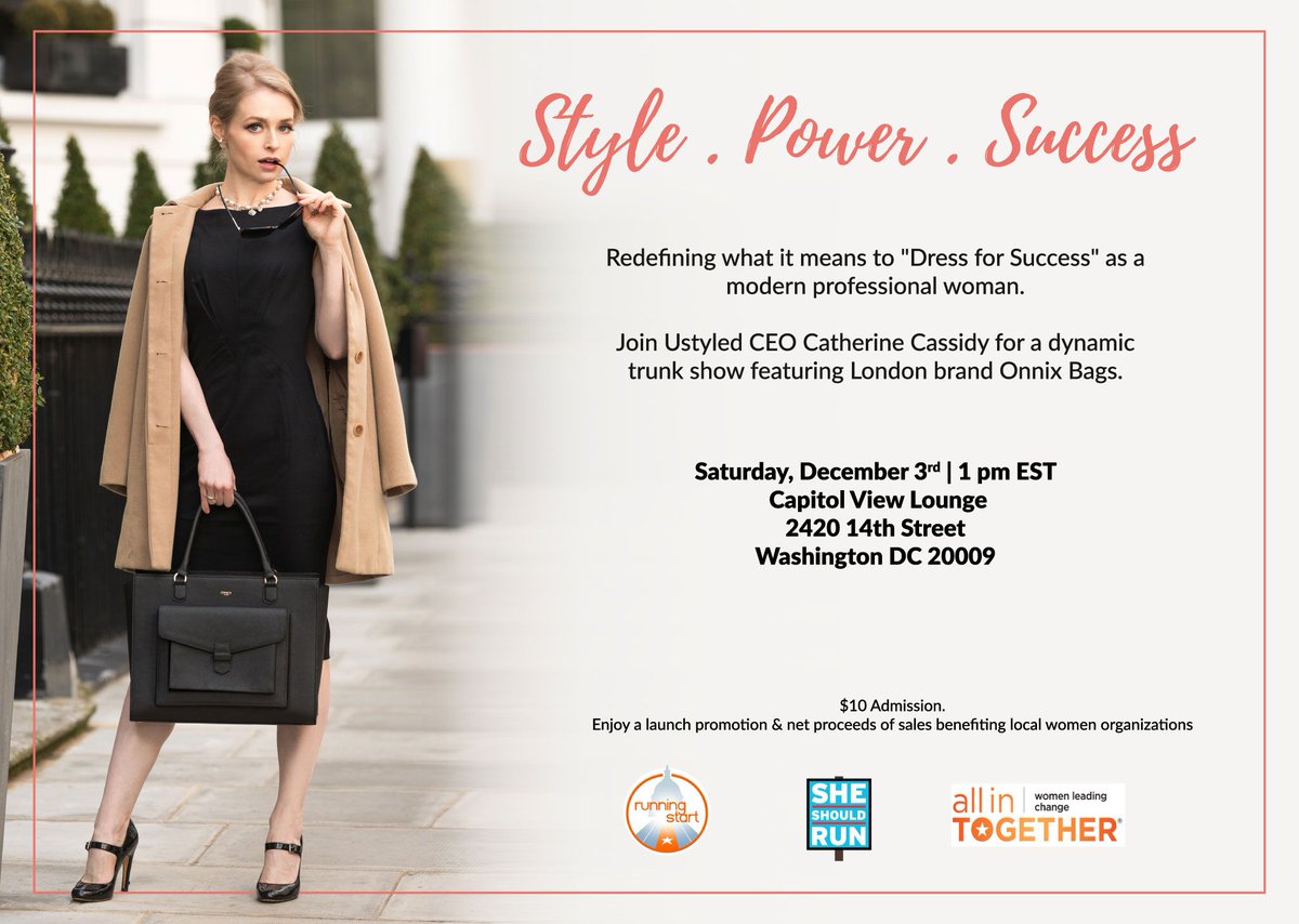 catherinecassid's tweet image. Join us LIVE in #DC or virtually everywhere 12/3 to discuss #Style #Power #Success w/ these 3 organizations: buff.ly/2fRhsWJ
