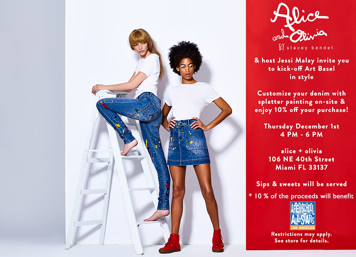 ASASLosAngeles's tweet photo. Alice + Olivia &amp; @jessimalay bringing awareness to @asaslosangeles during #ArtBaselEvent 12/1 10% of the proceeds will benefit our program! https://t.co/CWeQA9Q01v