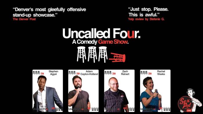 twistDenver's tweet photo. REtweet enter to WIN 2tix @ItsUncalledFour Comedy Game Show 12/3 at @theorientalthea! We'll pick winner 12/1 at 1pm
https://t.co/rgTMOP2SWV https://t.co/xovLQfx8X5