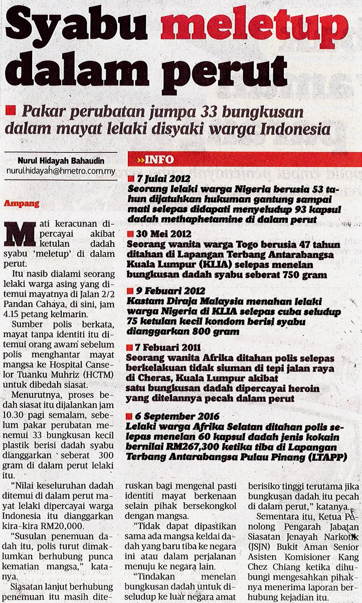aadkjohor's tweet photo. Bahana Dadah !
Syabu Meletup dalam perut

Kredit : Harian Metro, 28.11.2016, m/s 23 https://t.co/8kjei7gdd1