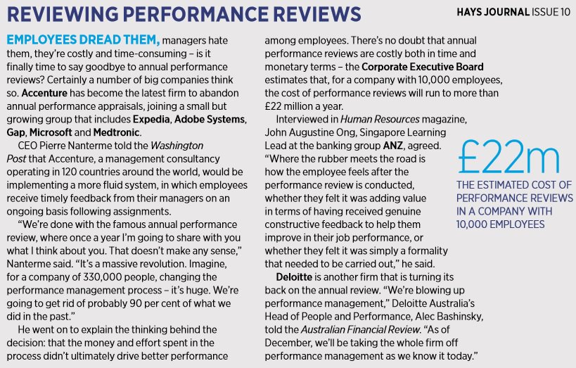 SherifMBSMP's tweet photo. #MBSMP Believe it or not: For a company with 10,000 employees, the cost of performance reviews will be more than AUD37m/year. HaysJournal10 https://t.co/dijIsTLjun