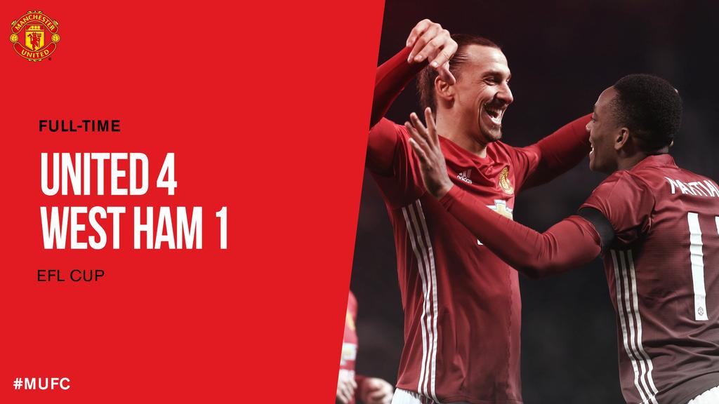 Pagi..match repot ➡ United menang meyakinkan 4-1 atas westham di ajang #EFLCup dini hari tadi dengan masing2 dua gol dari Ibra dan martial 💪