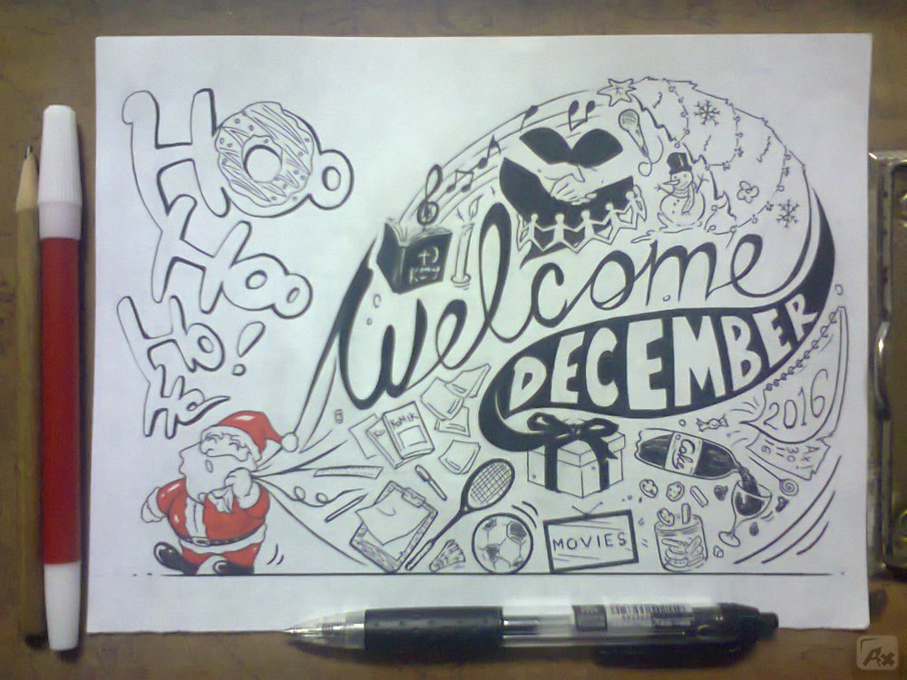ax_book's tweet photo. #axbook: Welcome December !
(https://t.co/QxBDZ68R98)
#artwork #drawing #handlettering #Christmas #ChristmasIsComing #SantaClaus https://t.co/E9iGSP7Y8F