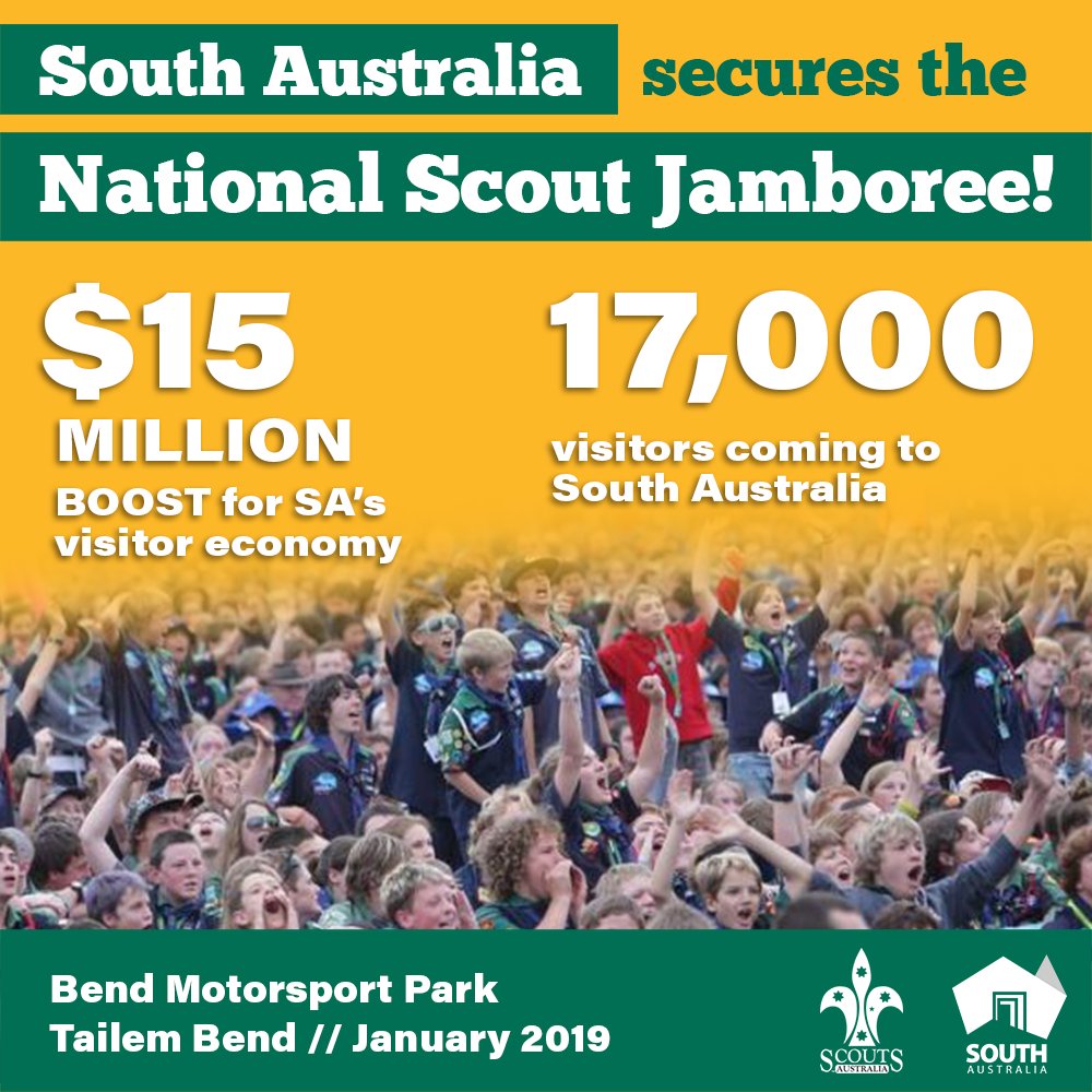 ANNOUNCEMENT: #SouthAustralia has secured another mass participation event, the 25th National Scout Jamboree: bit.ly/2fGAjFq