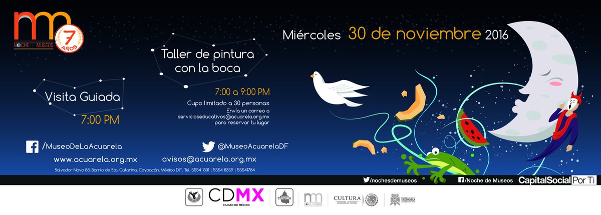 turismocdmx's tweet photo. El @MuseoAcuarelaDF te espera con visitas guiadas y taller de pintura ¡Todavía llegan a esta #NocheDeMuseos en #Coyoacan! https://t.co/NGpa9duXzv