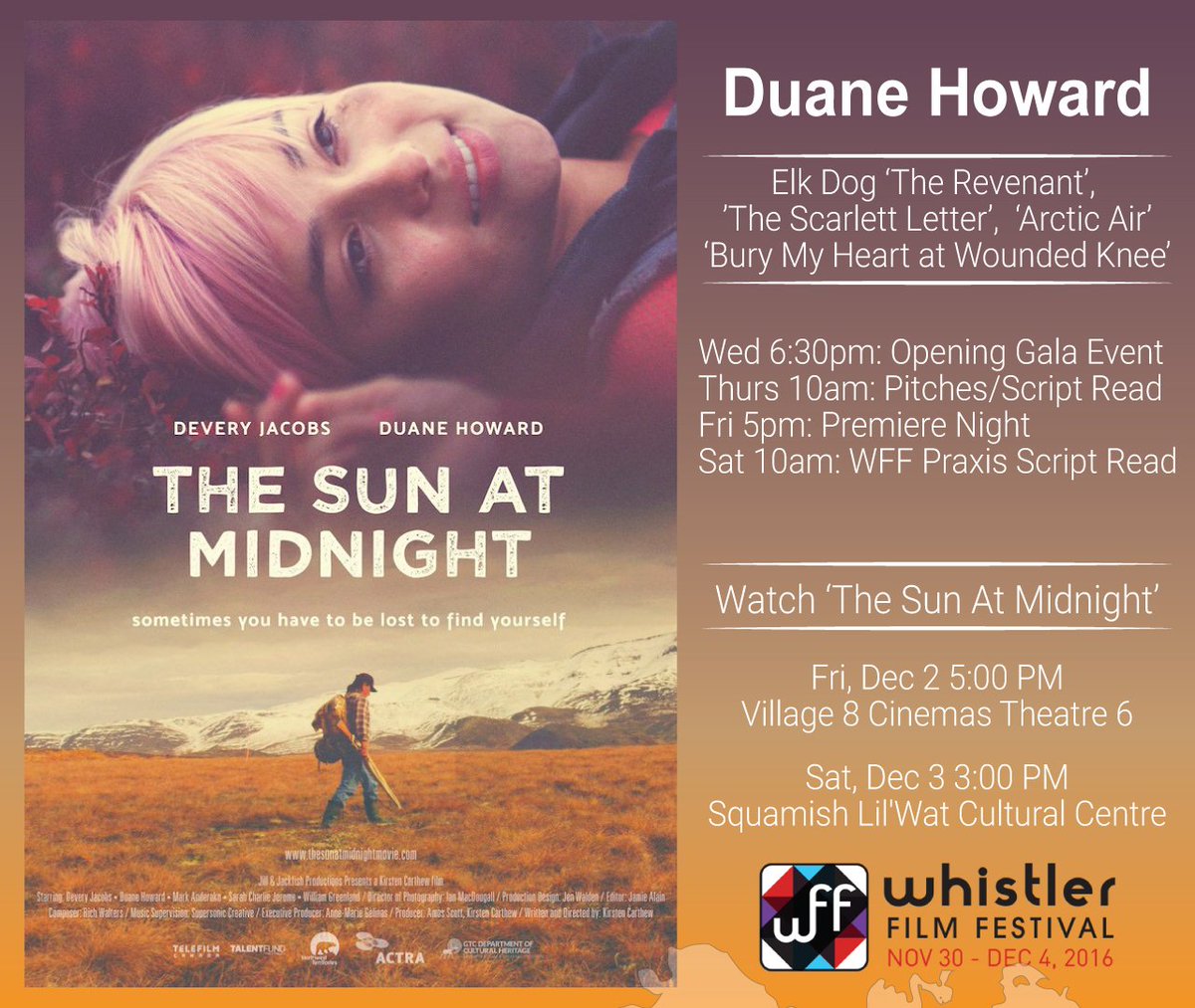 hollywordsgroup's tweet photo. Look out for @DuaneE_Howard at the @whisfilmfest from Opening Gala to his Premiere of 'The Sun At Midnight' on Friday! #BestCanadianFeature https://t.co/eC0NTz4nWg