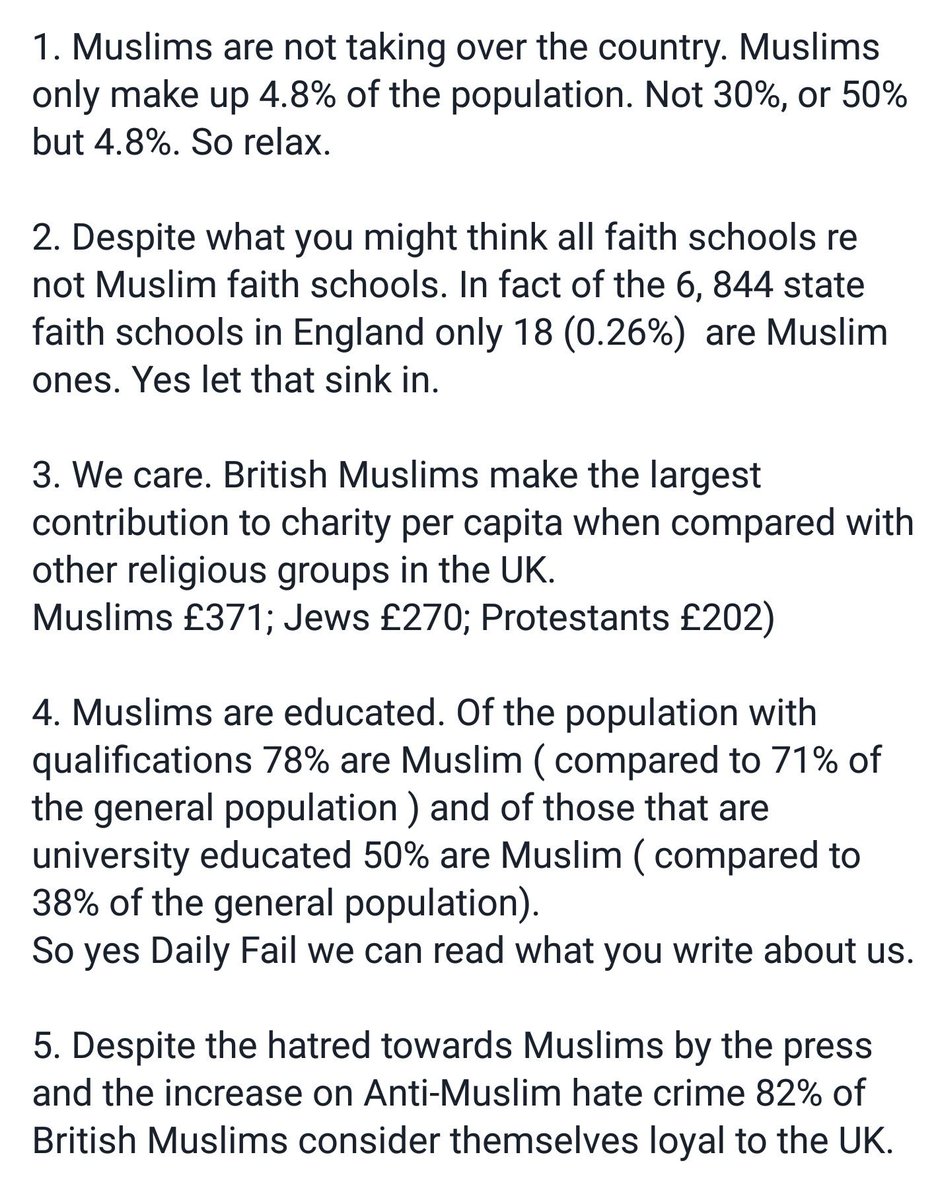 siemaiqbal's tweet photo. 5 facts to remember next time you see a @DailyMailUK headline about #Muslims #iam2016 @mendcommunity https://t.co/9ICzQgSo4B