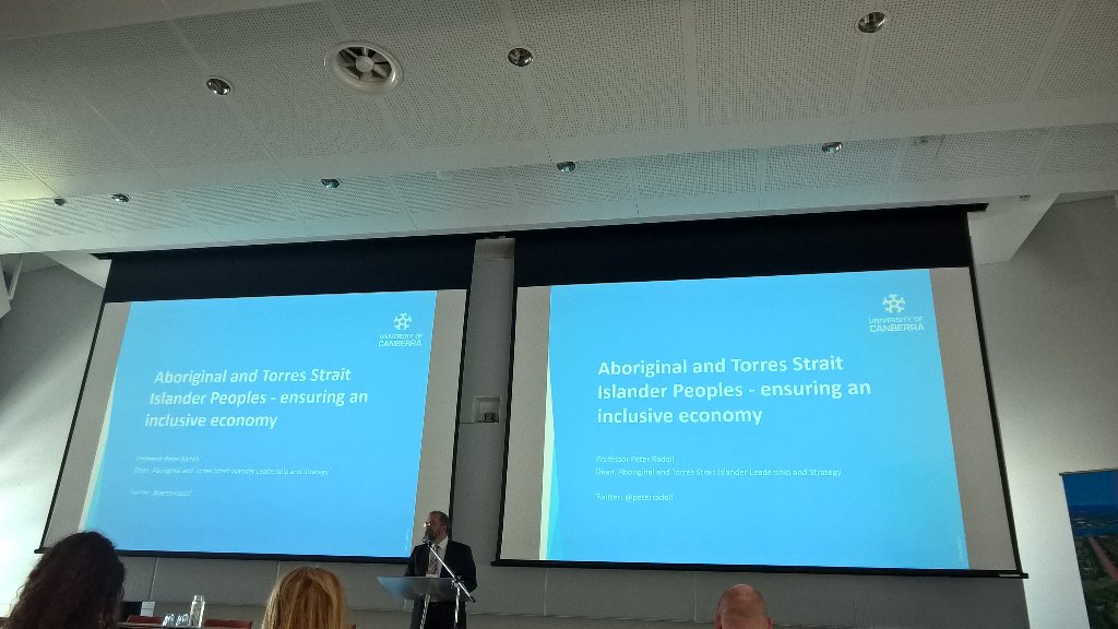 ACTShelter's tweet photo. Professor Peter Radoll addressing #CURF2016 delegates about #inclusivegrowth and the #ATSI Strategic Plan for #CBR https://t.co/rA5G0HxyGg