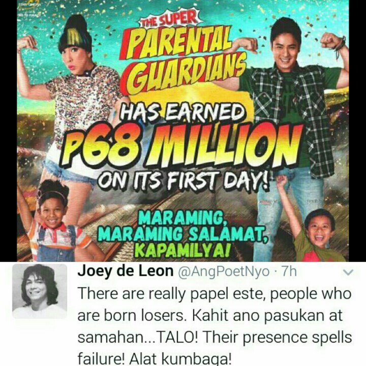 ABSCBNShowtimer's tweet photo. Congrats The Super Parental Guardians #TSPGSuperMegaHit #TheSuperParentalGuardians #TSPGNowShowing #TSPG2ndMegablockbusterDay @vicegandako https://t.co/jlkGYRkbvu