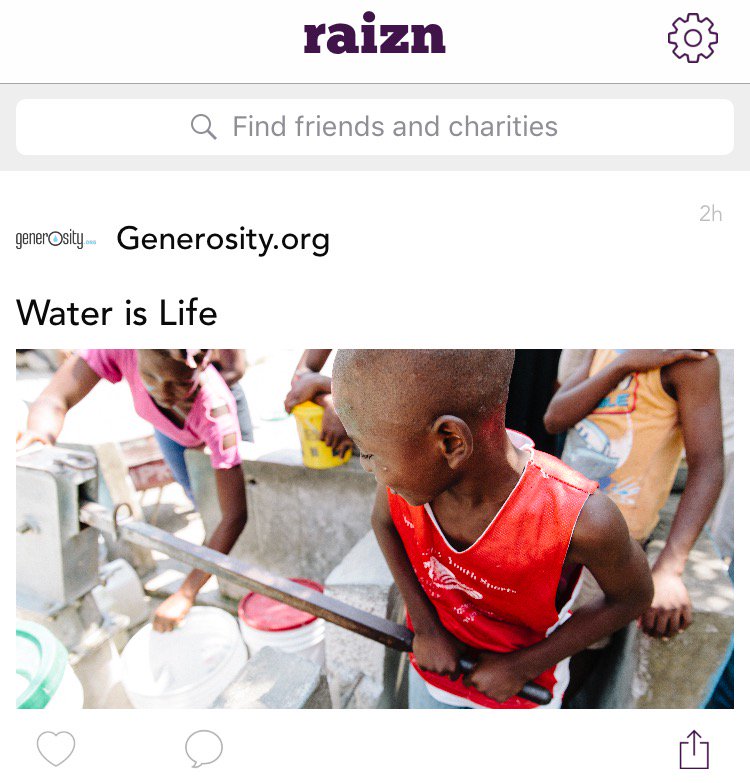 generosityorg's tweet image. We've partnered with @RaiznApp, a social network for philanthropy and social good. Download the app and follow us! apple.co/2gqlyTS